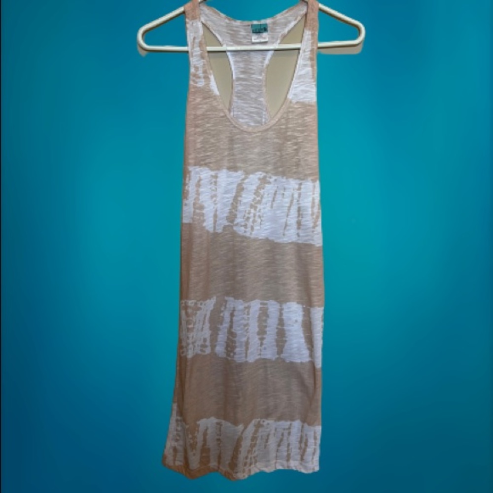 NEW Tan/White Racerback Tie-Dye Beach Cover Up Sz S